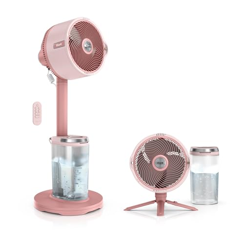 Shark FlexBreeze Pro Mist 2-in-1 Fan with Integrated Mist, Charcoal, FA302 | Corded/Cordless, Pedestal to Tabletop, up to 24-Hr Battery, up to 70 Ft of Power, 5 Speeds, with Integrated Misting Tank - Blush (FlexBreeze ProMist w/ Portable Tank)
