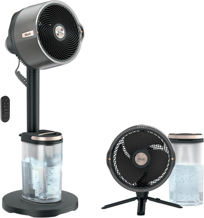Shark FlexBreeze Pro Mist 2-in-1 Fan with Integrated Mist, Charcoal, FA302 | Corded/Cordless, Pedestal to Tabletop, up to 24-Hr Battery, up to 70 Ft of Power, 5 Speeds, with Integrated Misting Tank