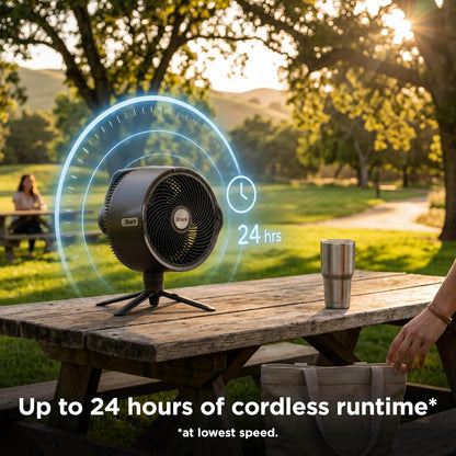 Shark FlexBreeze Pro Mist 2-in-1 Fan with Integrated Mist, Charcoal, FA302 | Corded/Cordless, Pedestal to Tabletop, up to 24-Hr Battery, up to 70 Ft of Power, 5 Speeds, with Integrated Misting Tank