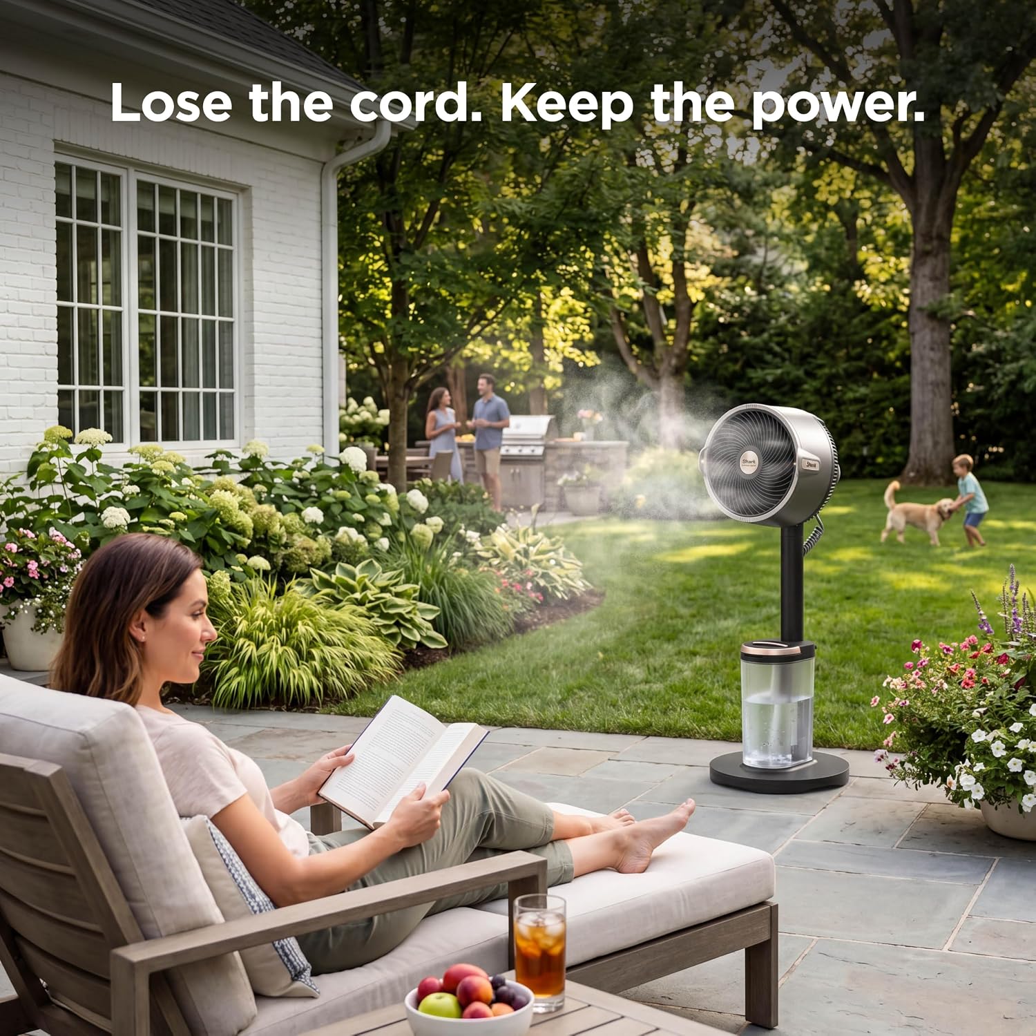 Shark FlexBreeze Pro Mist 2-in-1 Fan with Integrated Mist, Charcoal, FA302 | Corded/Cordless, Pedestal to Tabletop, up to 24-Hr Battery, up to 70 Ft of Power, 5 Speeds, with Integrated Misting Tank
