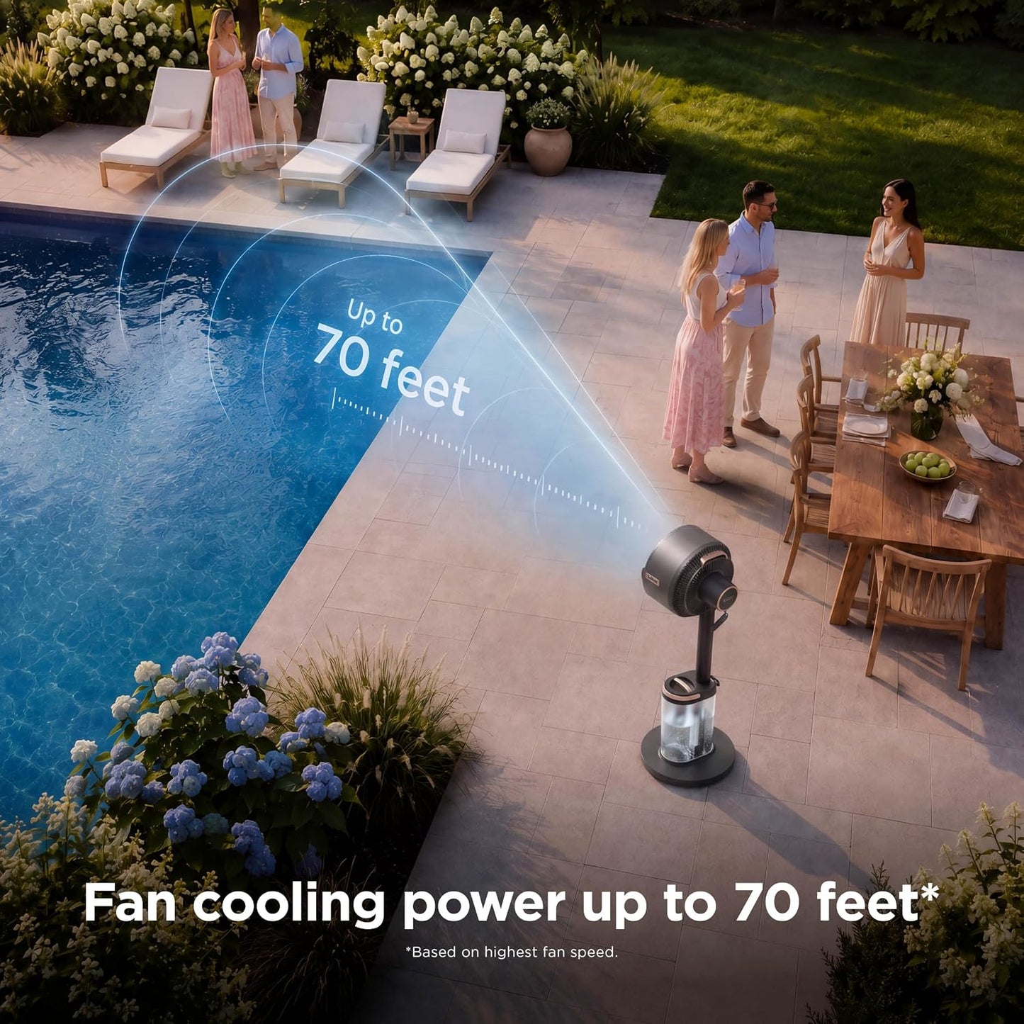 Shark FlexBreeze Pro Mist 2-in-1 Fan with Integrated Mist, Charcoal, FA302 | Corded/Cordless, Pedestal to Tabletop, up to 24-Hr Battery, up to 70 Ft of Power, 5 Speeds, with Integrated Misting Tank