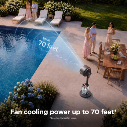 Shark FlexBreeze Pro Mist 2-in-1 Fan with Integrated Mist, Charcoal, FA302 | Corded/Cordless, Pedestal to Tabletop, up to 24-Hr Battery, up to 70 Ft of Power, 5 Speeds, with Integrated Misting Tank
